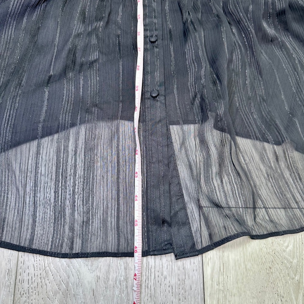 Nanette Lapore black sheer chiffon button up tie front long sleeve dress size 8 - Picture 4 of 9